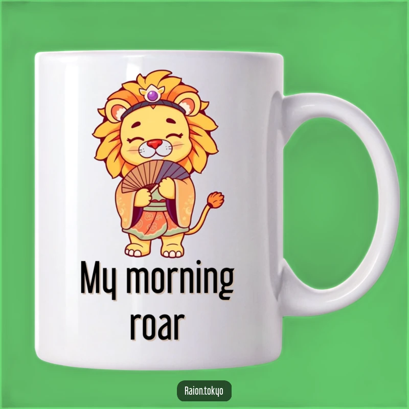 Funny Lion Kimono Mug: Regal Bowing Art Gift
